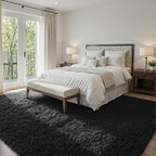 5x8 Fluffy Shag Area Rugs for Living Room Bedroom: Soft Plush Carpet Black | - Image 3