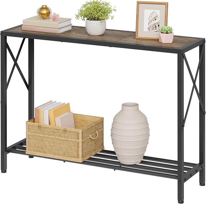 Tajsoon Console Table 41.8”, 2-Tier Industrial entryway Table, Narrow Sofa Table by Tajsoon