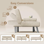 Flamaker Futon Sofa Bed Corduroy Folding Couch Adjustable Sleeper Sofa Bed - Image 4