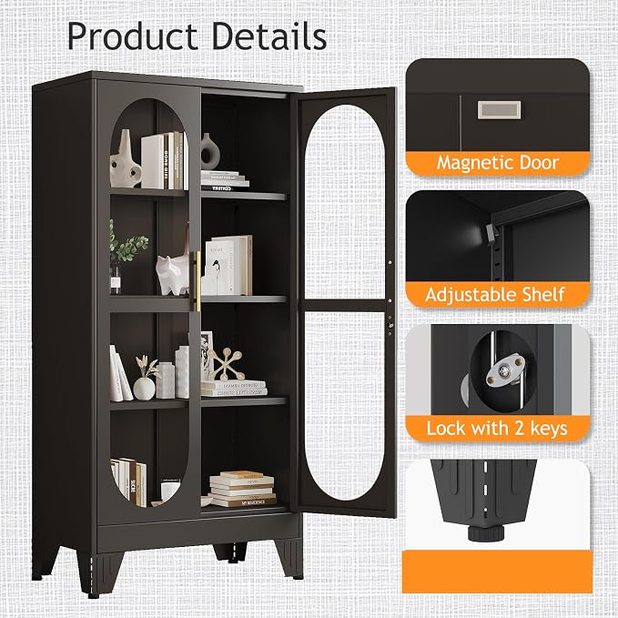 PAOFIN 61" H Locking Display Cabinet - Image 4