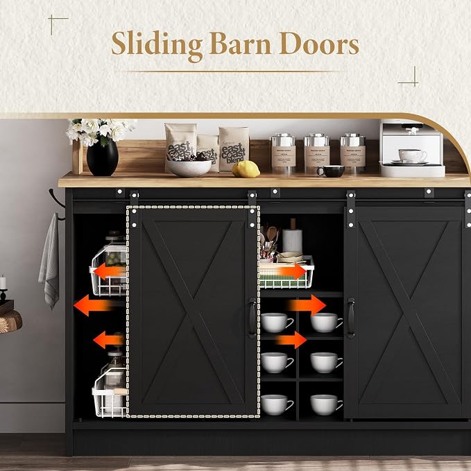 4ever2buy Farmhouse Coffee Bar Cabinet - Image 4