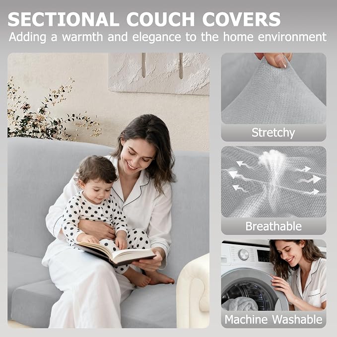Arfntevss Velvet Corner Sectional Couch Covers Slipcovers L Shape Couch Cushion - Image 2