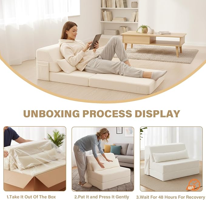 Tiita Convertible Folding Sofa Bed Single Size - Image 9