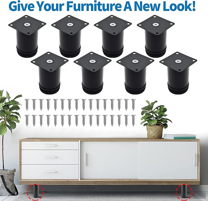 3 Inch Metal Furniture Legs Stainless Steel Adjustable Legs Black Metal Legs - Image 2