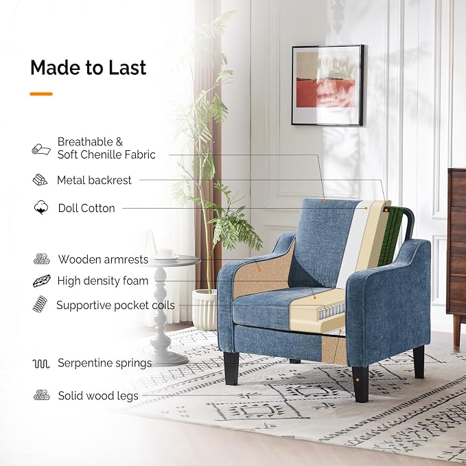 VINGLI Mid Century Modern Accent Chair, Waiting Room - Image 6