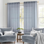 MIULEE Chambray Blue Linen Curtains 52x63 Inch Long - Image 2