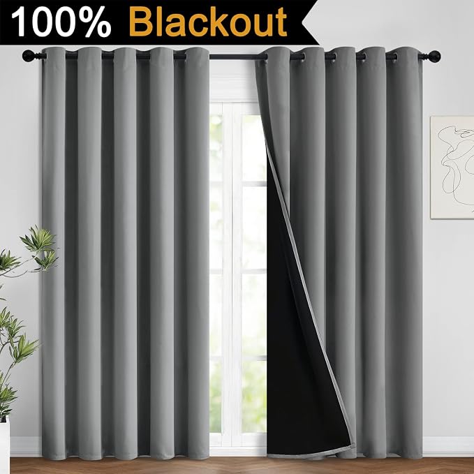 Yakamok Grey Blackout Curtains 96 Inches Long - Image 2