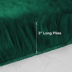 Emerald Green Faux Sheepskin Runner Rugs 2x6 ft, Fluffy Fur Couch Covers | Shag - Image 2