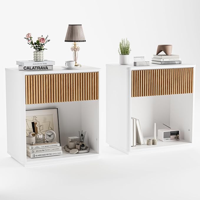 Modern Fluted Nightstand Set of 2 - Image 9