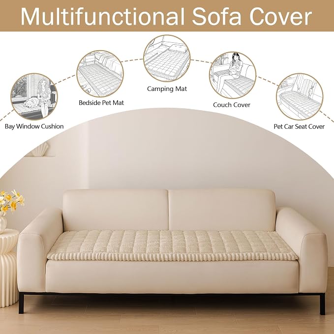 Couch Cover for Dogs, Washable Non Slip Plush Flannel Sofa Protector | Thick - Image 3