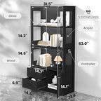 VersionTECH. Glass Display Cabinet, 4-Tier Curio Cabinet - Image 2