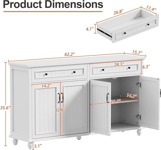 Scurrty Sideboard Buffet Cabinet, Vintage Coffee Bar Cabinets - Image 2