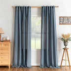 MYSKY HOME 96 Inches Semi Sheer Sliding Door Curtains Farmhouse Light Filtering - Image 8