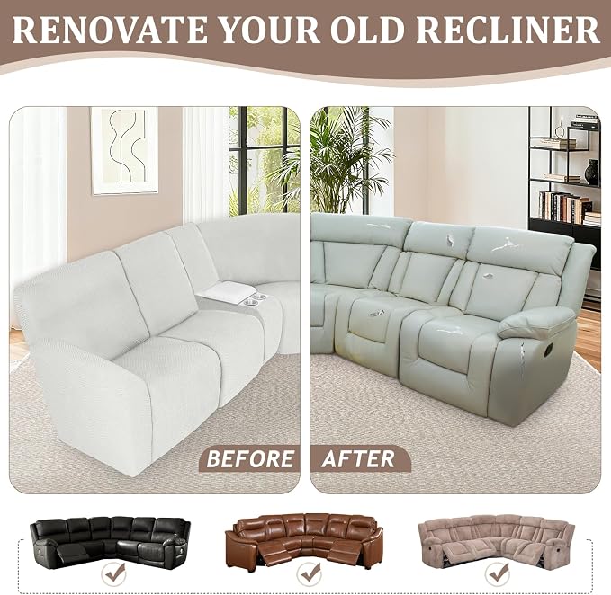 ALIECOM 100% Waterproof Recliner Sectional Couch Covers L Shape Stretch Corner - Image 7