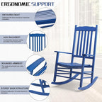 Outvita Outdoor Rocking Chair, Solid Wood High Back Rocker, All Weather Lounge - Image 5