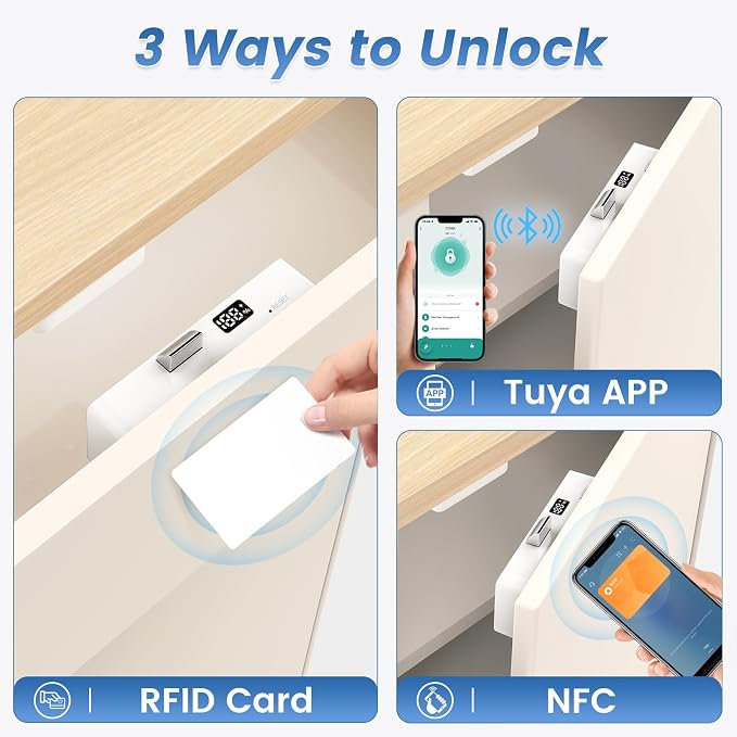 Lokko Smart Hidden Cabinet Lock, Tuya Bluetooth RFID Keyless Drawer Lock - Image 2