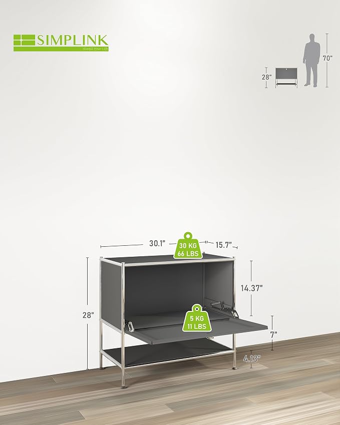 Metal Sidetable with Flap Door, 27.5" Height - Image 3