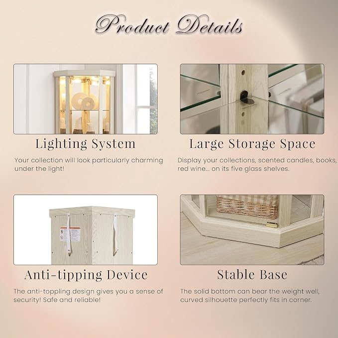 Anwick Corner Display Curio Cabinets - Image 5