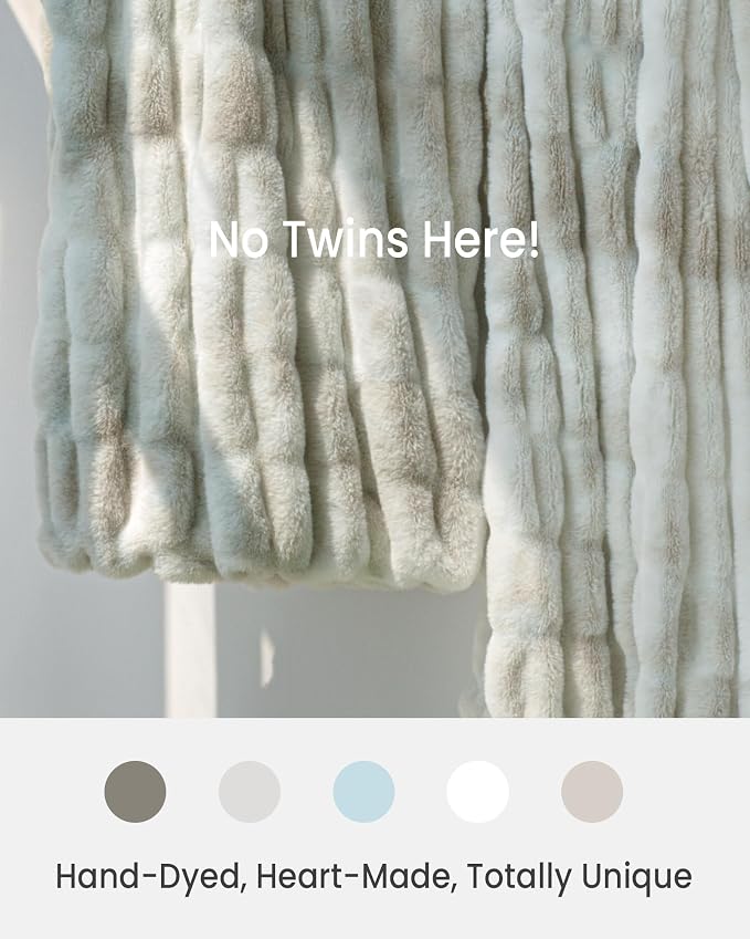 Ultra Soft Cozy Faux Fur Throw Blanket, Fuzzy Plush Thick Bubble Blanket - Image 5