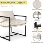 Kromax Sling Accent Chair, Cozy Living Room Chairs, Square Metal Frame - Image 3