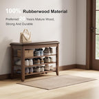 AQIMUELE Shoe Bench with Leather Cushion, 3 Tiers Shoe Storage Bench Height - Image 5