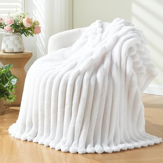 NEWCOSPLAY Fleece Ribbed Cozy Throw Blanket by NEWCOSPLAY