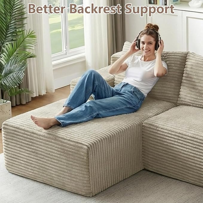 96" Cloud Sectional Couch with L-Shape Chaise, Modular Comfy Sofa Chaise Longue - Image 5