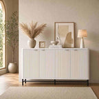 Fatmok 65" Buffet Cabinet with Storage, Fluted Credenza Sideboard with 4 Doors by Fatmok