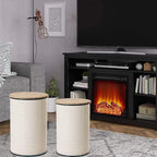 Glitzhome Rustic Storage Ottoman Seat Stool, Farmhouse End Table, Galvanized - Image 7