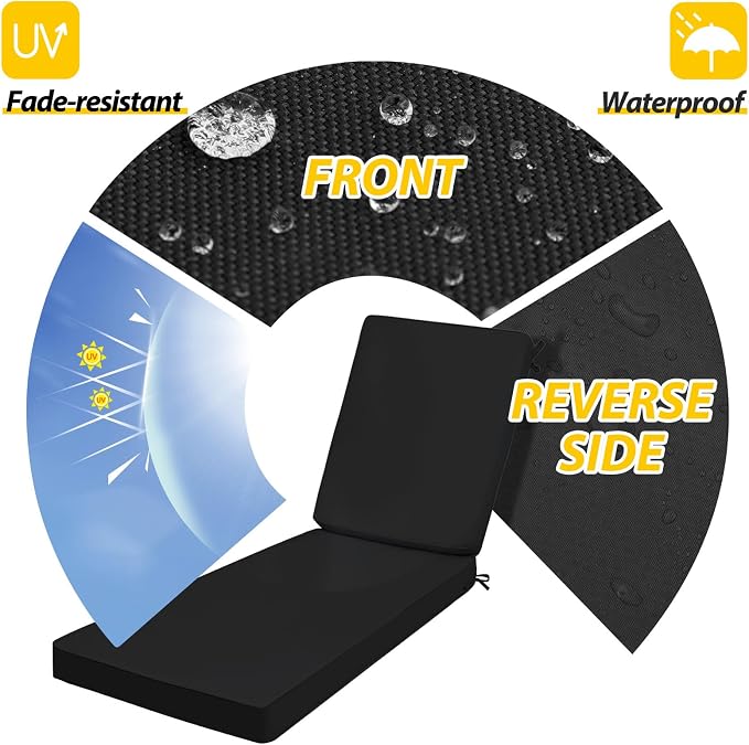 AAAAAcessories Outdoor Chaise Lounge Cushions, Fade-Resistant, Waterproof Patio - Image 2