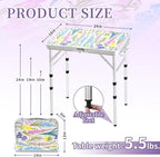 Yriuat Folding Camping Table 2ft Portable Pinic Table Adjustable Height Small - Image 3
