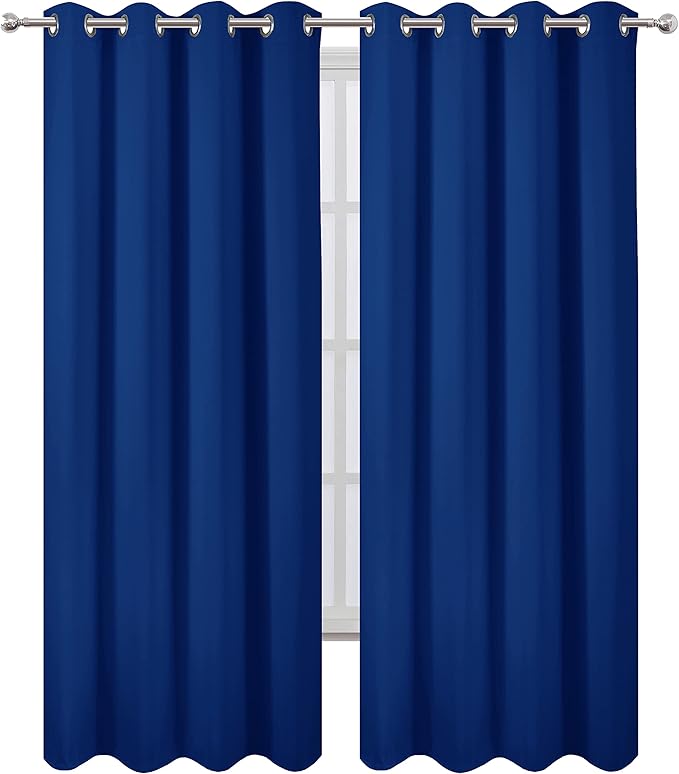 Blackout Curtains 66 x 84 inch/Royal Blue Curtains Set of 2 Panels/Thermal - Image 2