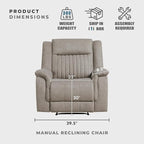 Lexicon Manual Recliner Chair, Polished Microfiber Reclining Sofa Chair - Image 5
