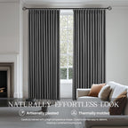 Pinch Pleated Linen Curtains 100% Blackout 102 Inches Long - Image 4