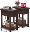 Narrow End Table Set of 2 with Charging Station by Armocity