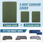 H.VERSAILTEX Sectional Couch Covers 3 Pieces Sofa Seat Cushion Covers L Shape - Image 8
