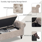 SOFTHION Storage Bench for Bedroom, Upholstered Chenille Storage Ottoman - Image 4