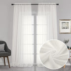 Chyhomenyc Extra Long Sheer Curtains 120 Inch, 2 Panels, Ivory | Light Filtering by Chyhomenyc