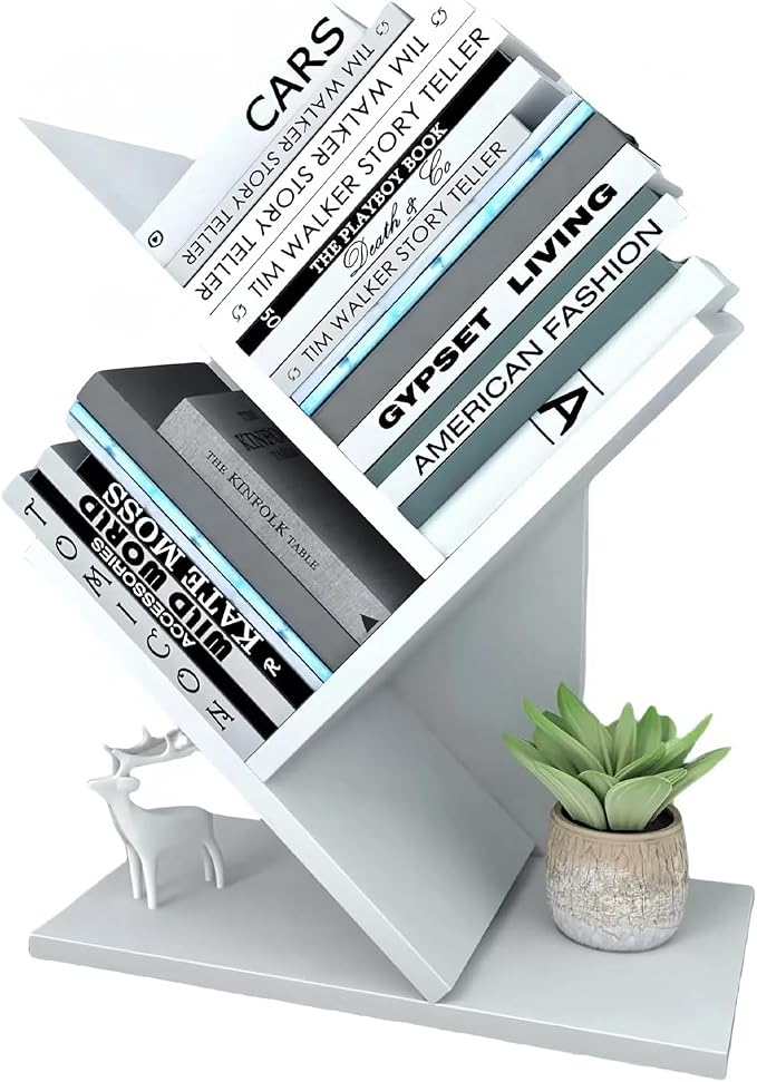 Godferyxin Tree Bookshelf, 3-Tier Small Bookcase - Image 9