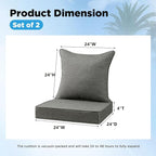 Sunbrella Outdoor Deep Seat & Back Cushion Set, 24 x 24 Inch Water Repellent - Image 3