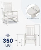 KINGYES Oversized Outdoor Rocking Chair, All-Weather Patio Rocking Chairs - Image 3