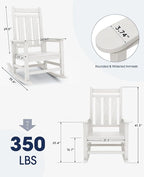 KINGYES Oversized Outdoor Rocking Chair Set of 4, All-Weather Patio Rocking - Image 3