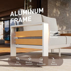 Aoxun Aluminum Outdoor Patio Furniture Set, 2 Seats Metal Sectional Patio - Image 2