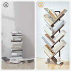 HOOBRO Tree Bookshelf, 9-Tier Bookcase Wooden Shelves, Floor Standing Storage - Image 5