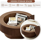 Round Coffee Table for Living Room, Fluted Drum Accent Tea Center Table - Image 7