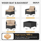 Aoxun Patio Furniture Set, Widen Armrests Wicker Outdoor Sectional - Image 6