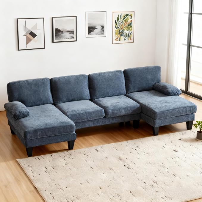 Karl home 111" Sectional Sofa U-Shaped 4-Seat Couch by Karlhome