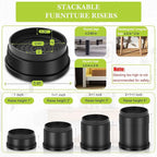 4 Pack Furniture Risers 1 Inch, Adjustable Bed Risers Heavy Duty - Image 2