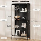Display Cabinet with Glass Doors, 4-Tier Curio Cabinet with 3 Color Lights - Image 2