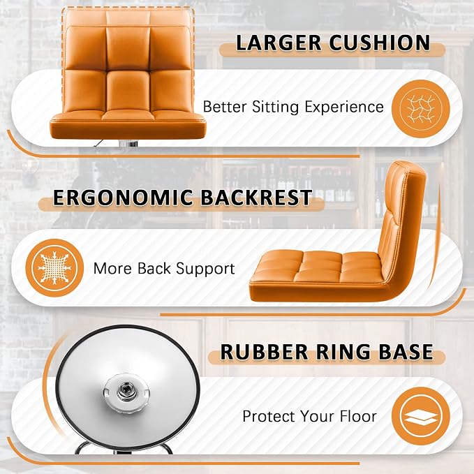 Homall Bar Stools Modern PU Leather Adjustable Swivel Barstools, Armless - Image 5